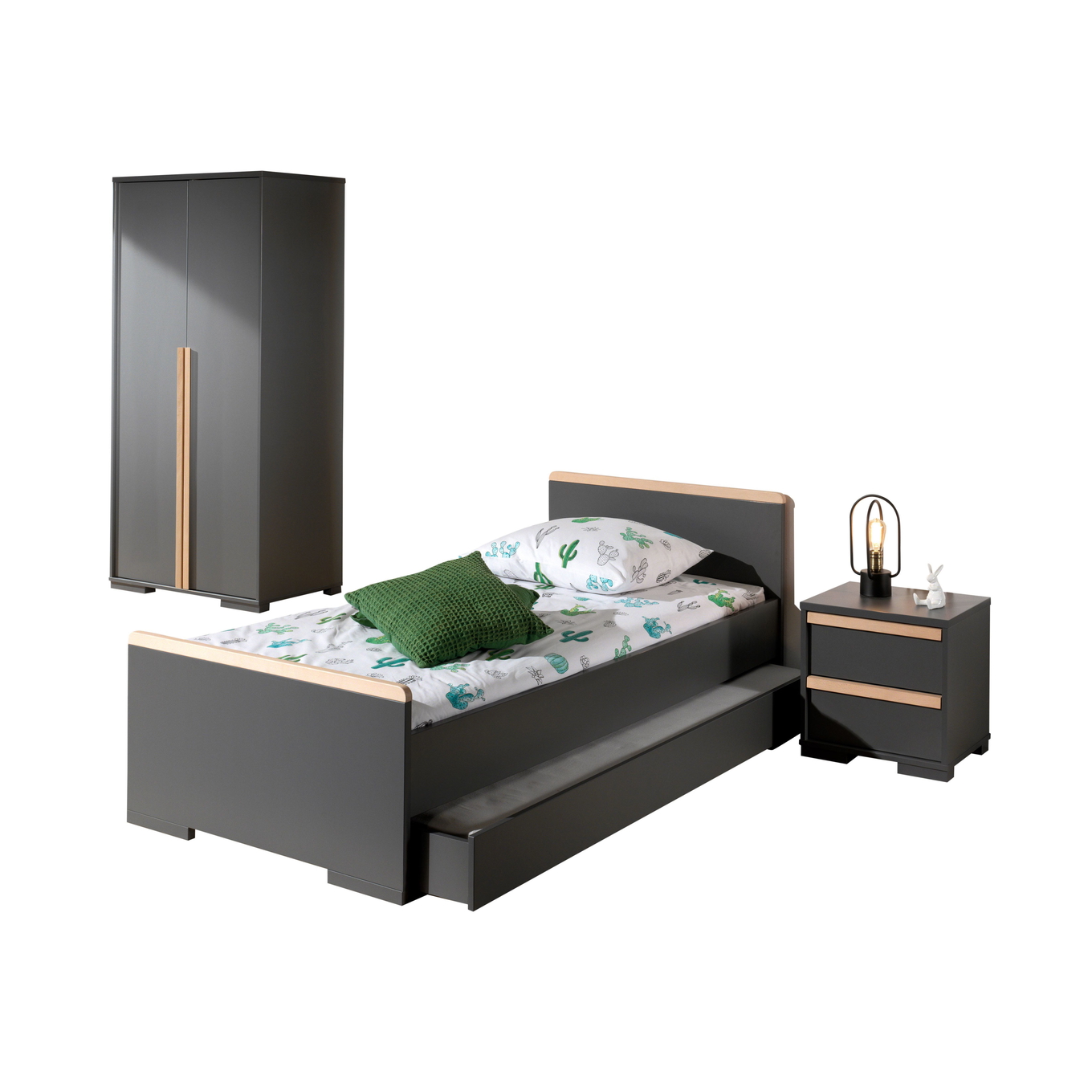 Kinderzimmer London 4-teilig Set Anthrazit, 2