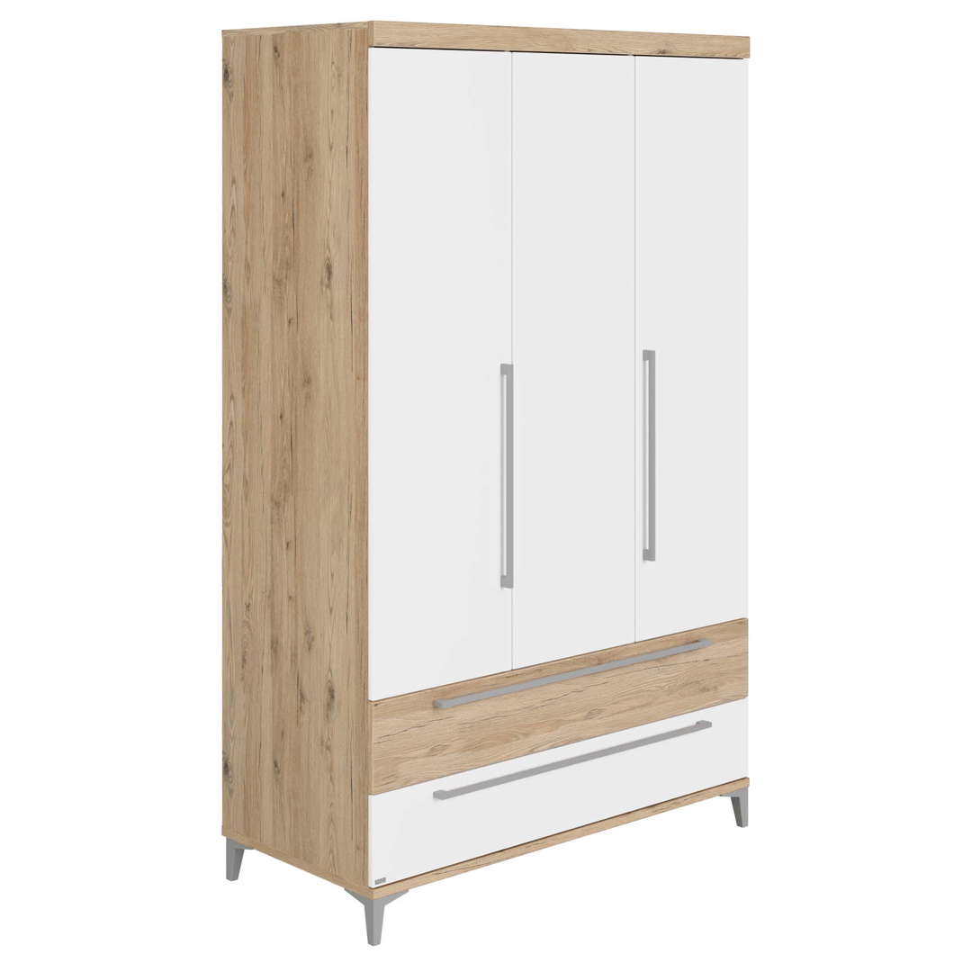 Kleiderschrank Remo 3-türig mit Schubladen, Front Eiche 1