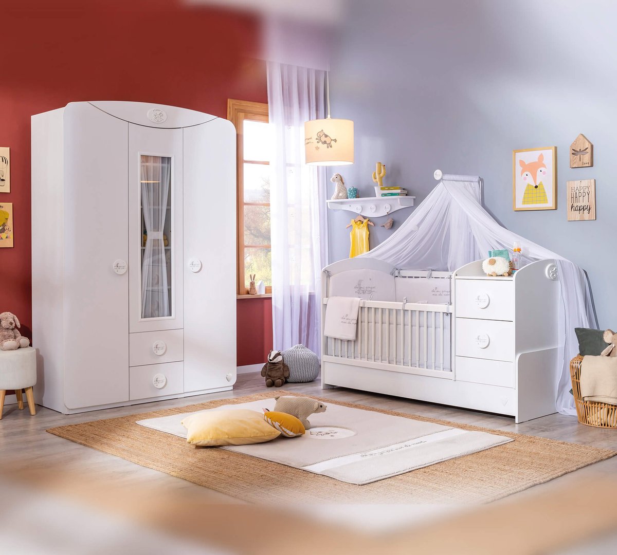 Kleiderschrank Baby Cotton 3-türig mit Fenster 4