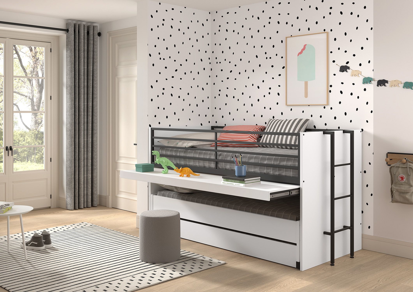 Etagenbett Sam mit viel Funktion Weiss 4