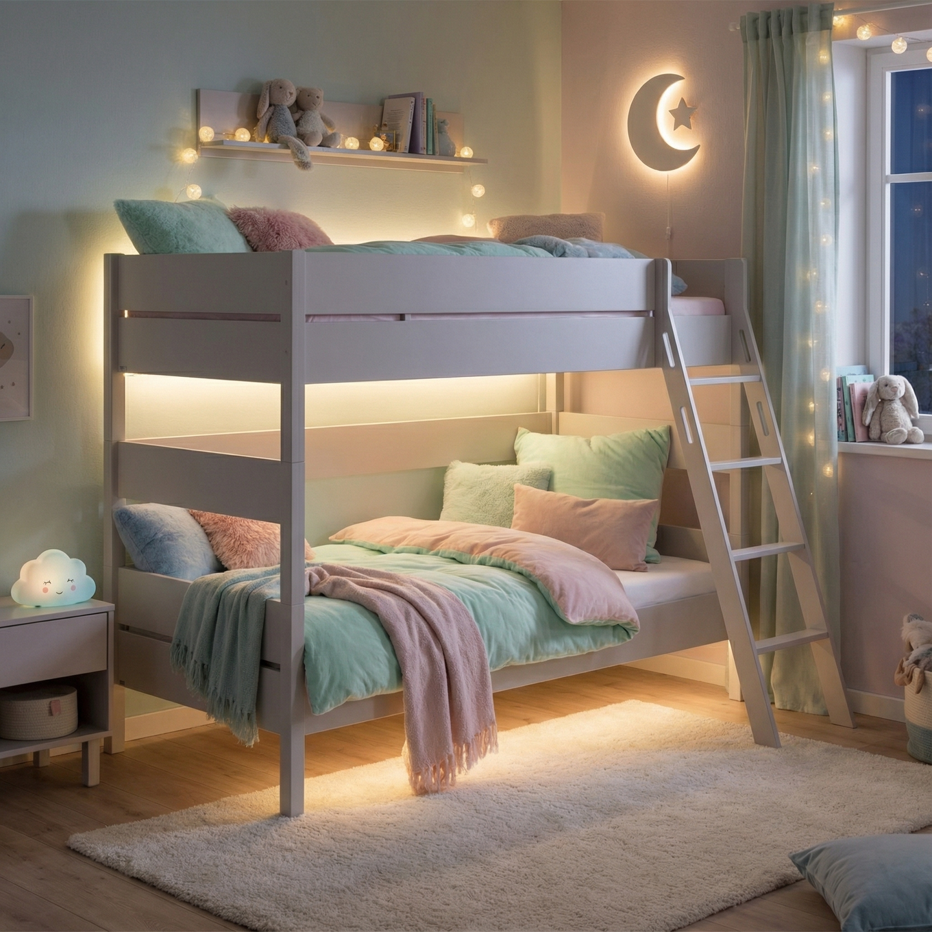 Etagenbett Tiago Grau, mit Schrägleiter, 90 x 200 cm 3