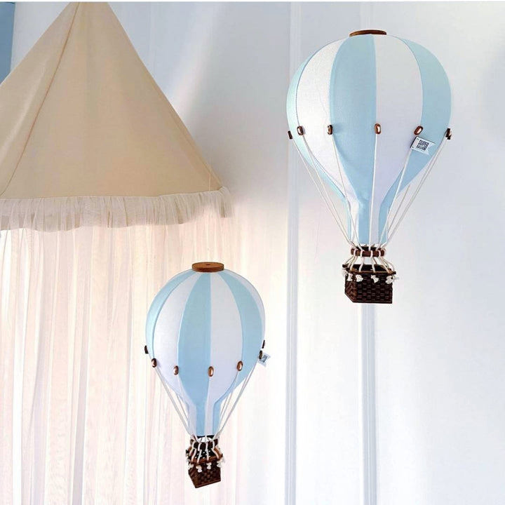 Deko Heissluftballon Weiss Hellblau L #2