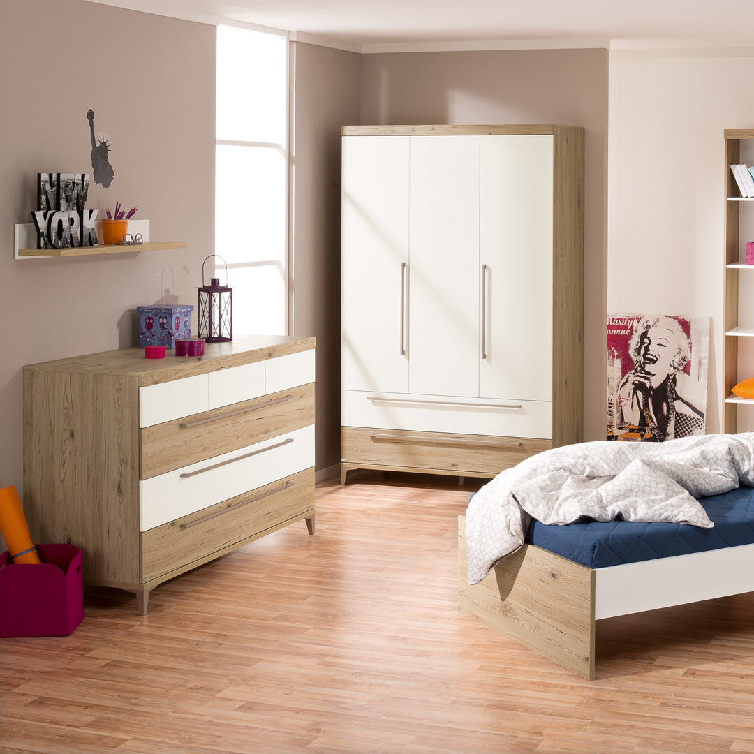 Kleiderschrank Remo 3-türig mit Schubladen, Front Eiche 3