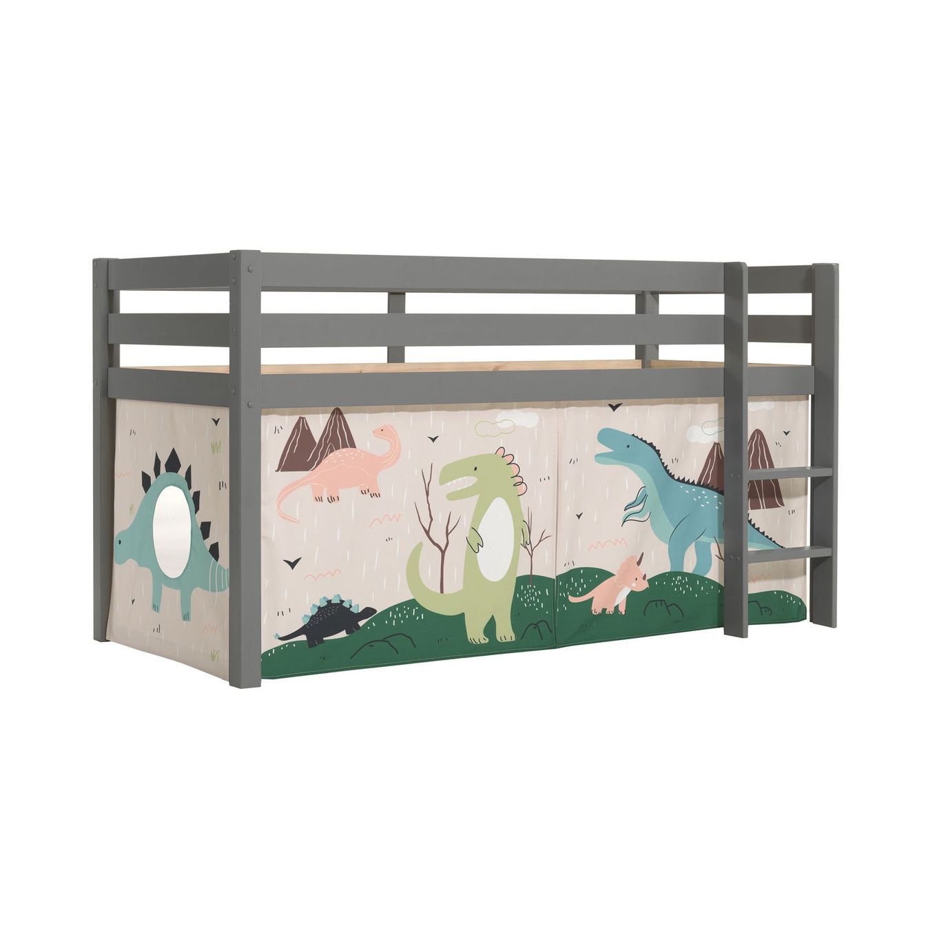Halbhohes Bett Dino Grau 1