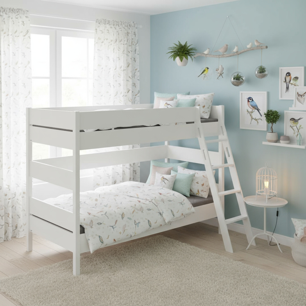 Etagenbett Tiago Weiss, mit Schrägleiter, 90 x 200 cm #2