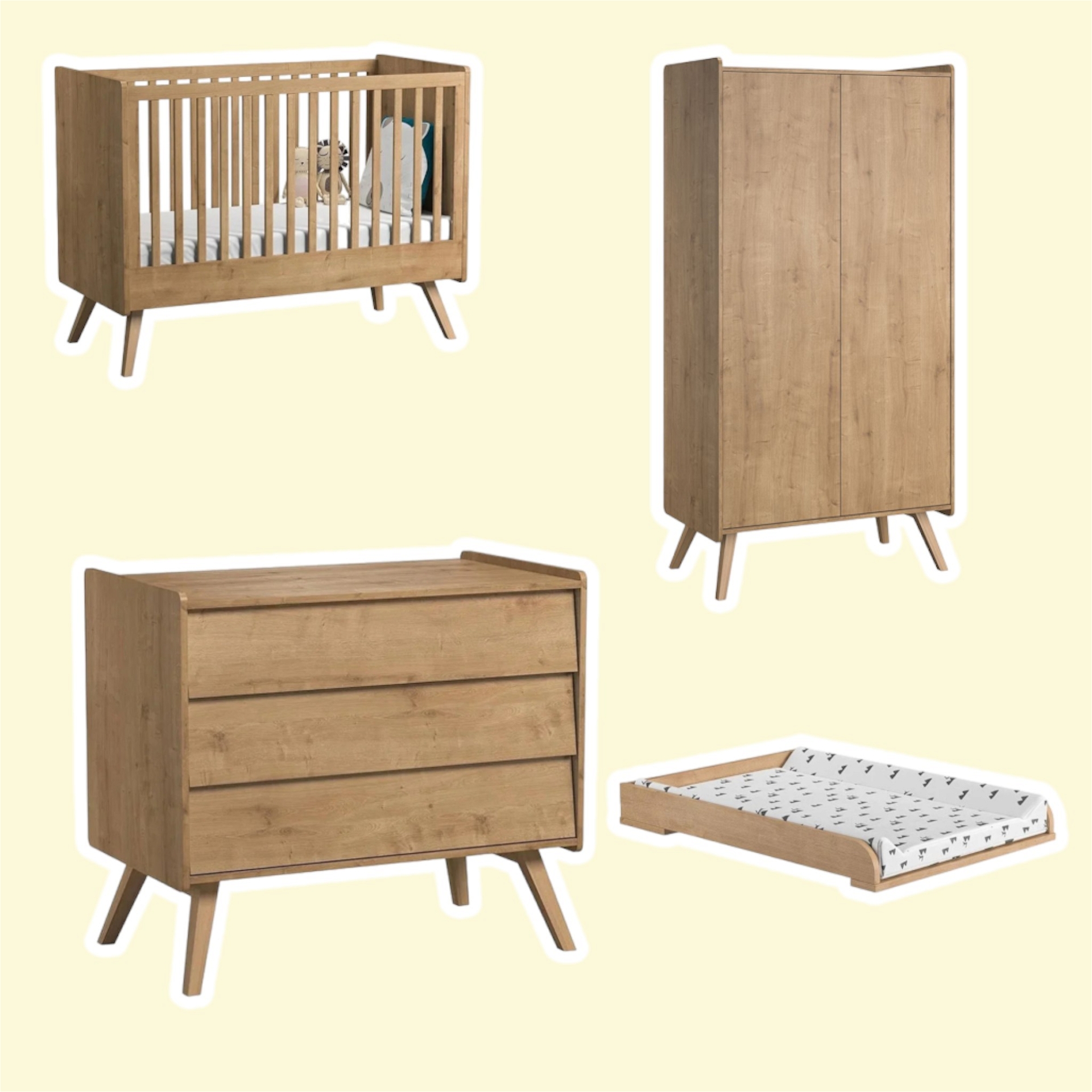 Babyzimmer Vintage Set 3-teilig Holz 3