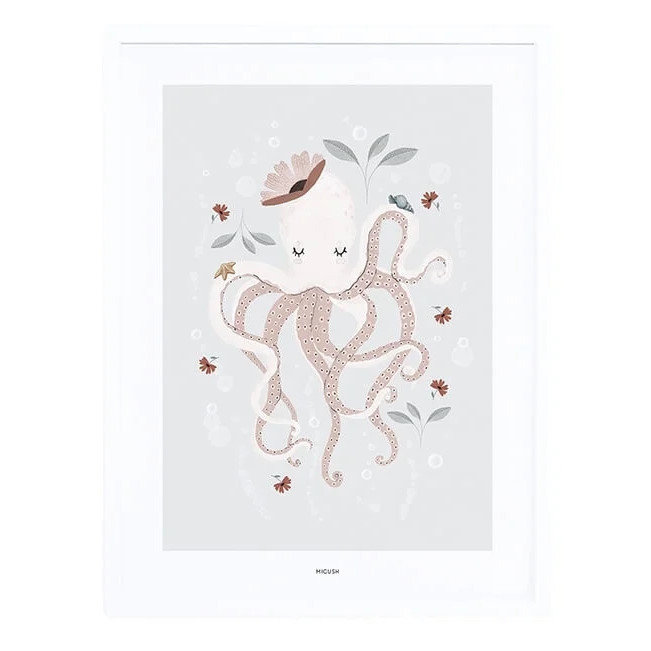 Poster Lady Octopus mit Rahmen 1