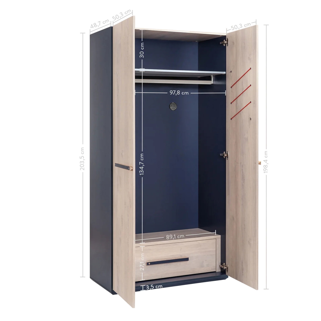 Kleiderschrank Trio 2-türig 4