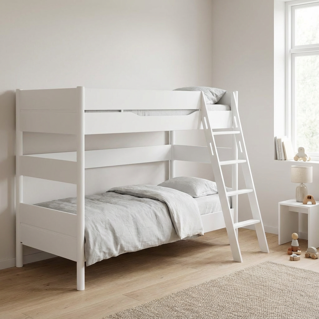 Mittelhohes Bett Ylvie Weiss, mit Schrägleiter, 90 x 200 cm 4