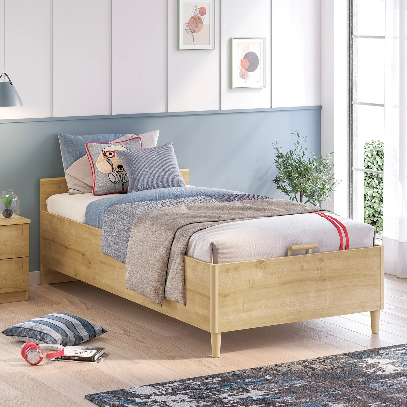 Bett Mocha mit Stauraum, ohne Kopfteil, 100 x 200 cm 2