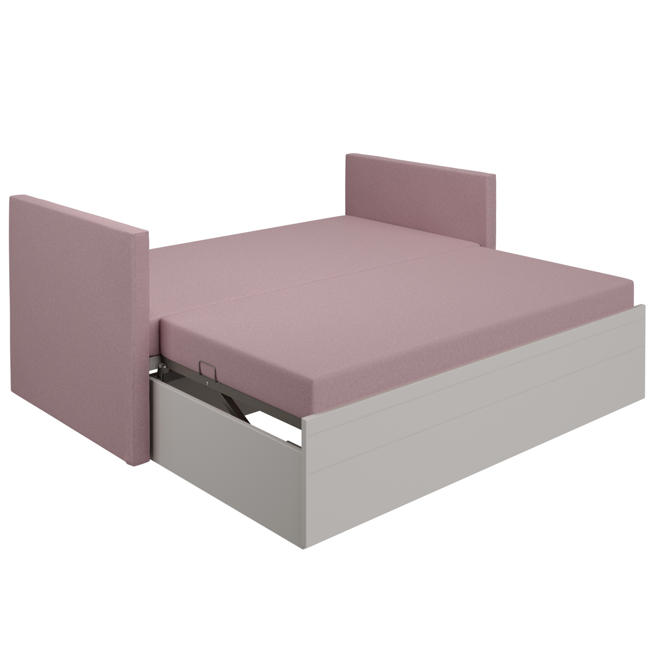 Bett Flynn mit 2 gepolsterten Betthäuptern Grau, Dunkelrosa 3