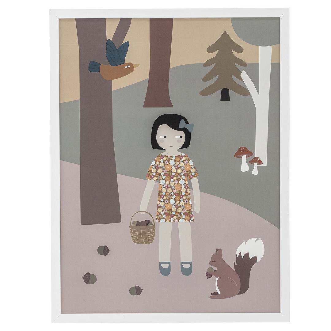 Poster Mädchen im Wald mit Rahmen 1