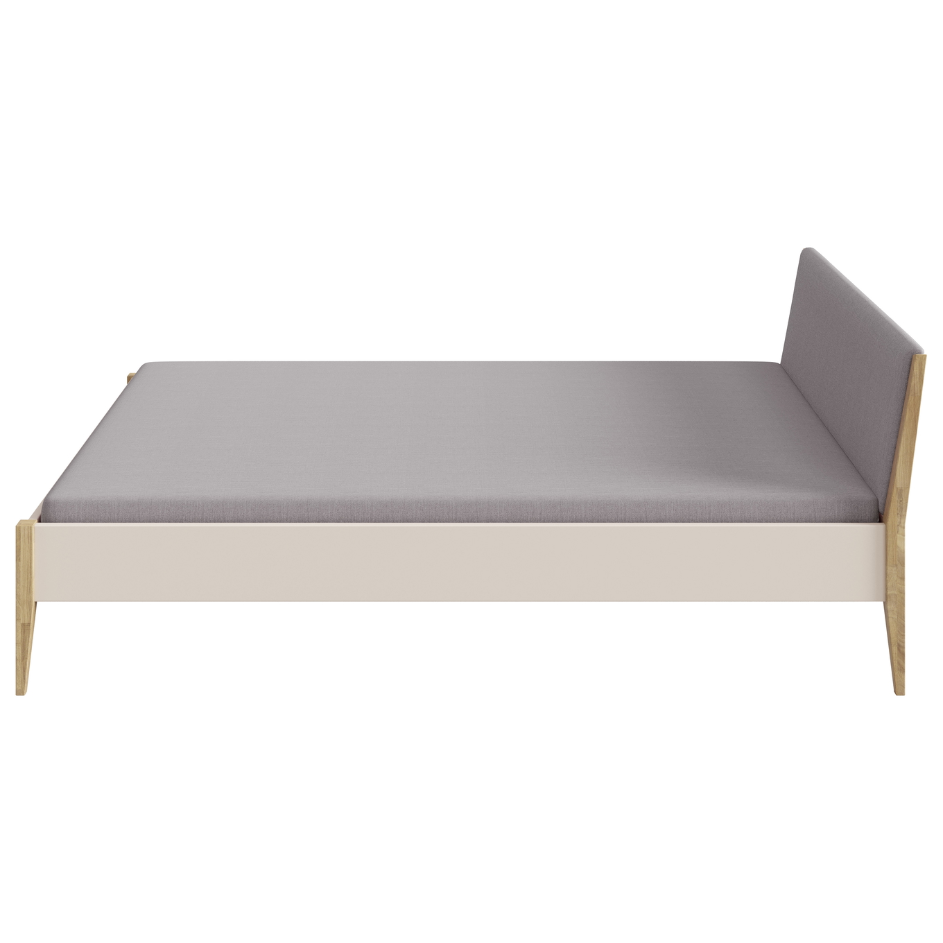 Bett Stiene mit gepolstertem Betthaupt Beige Steingrau, 120 x 200 cm 3