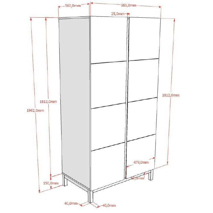 Kleiderschrank Eva 2-türig 3