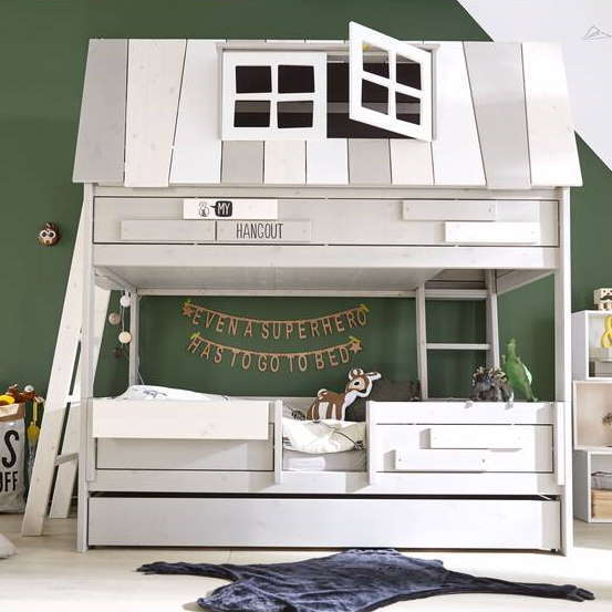 Abenteuerbett My Hangout als Etagenbett Weiss, Deluxe Lattenrost 2
