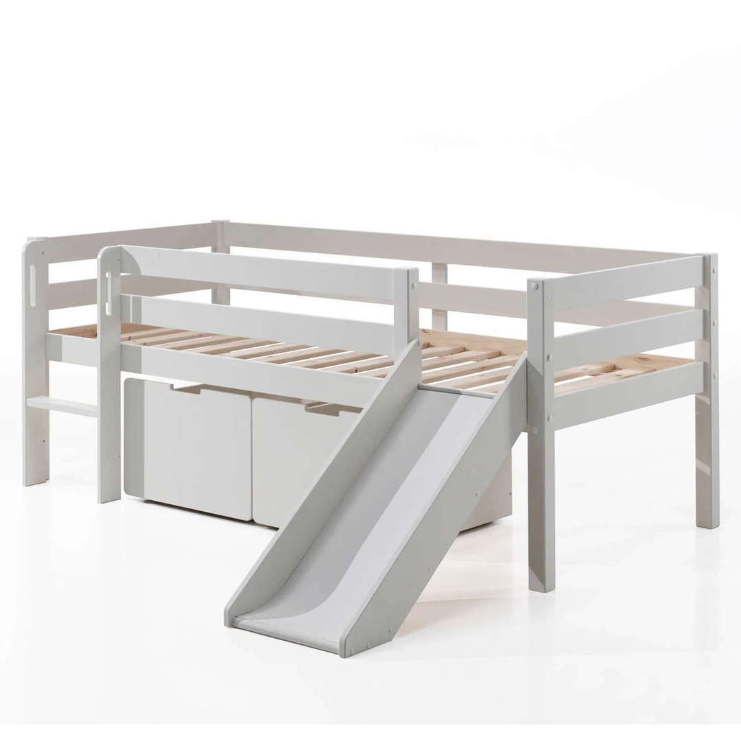 Bett Pino mit Rutsche Weiss, mit Schubladen