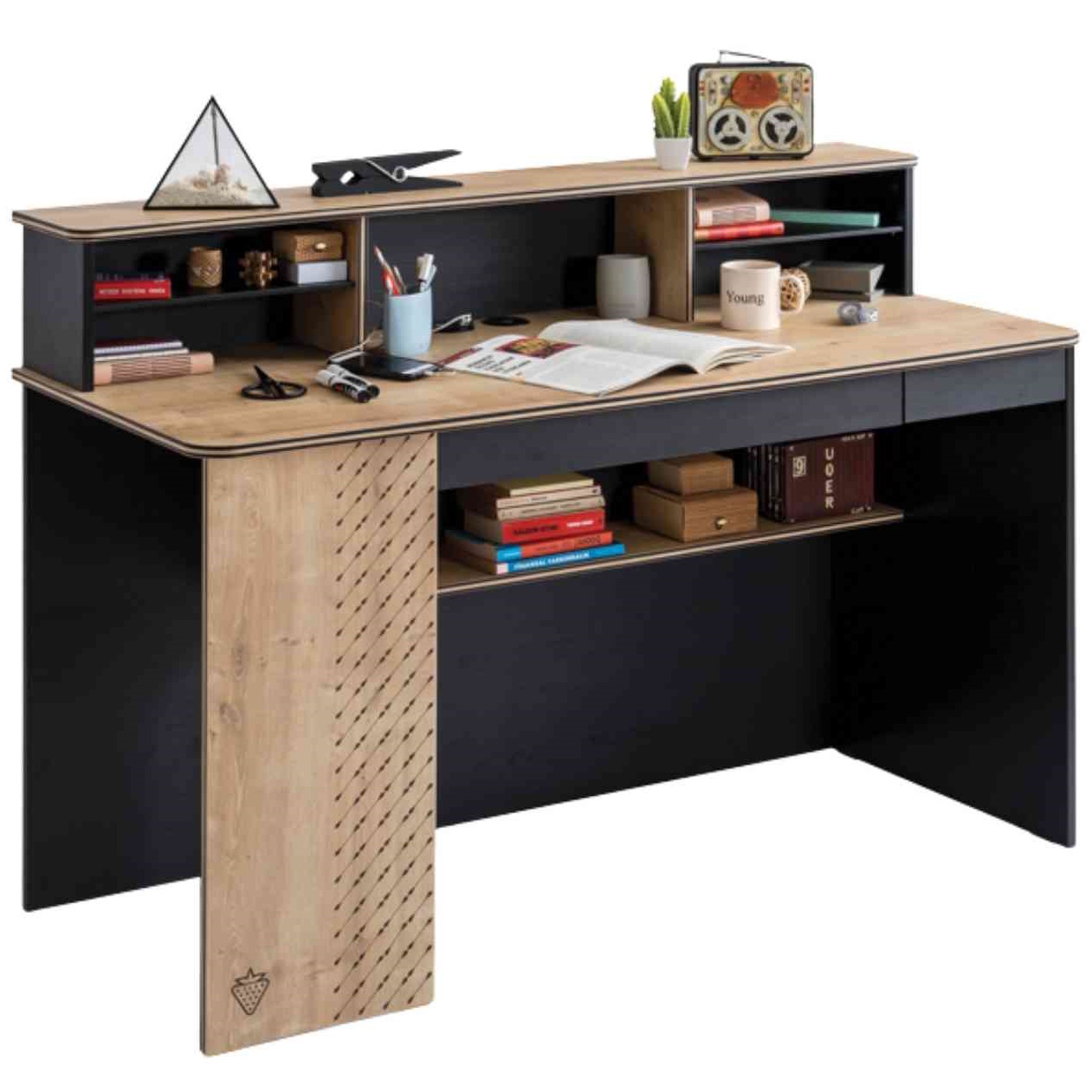Schreibtisch Black Gross mit Aufsatz