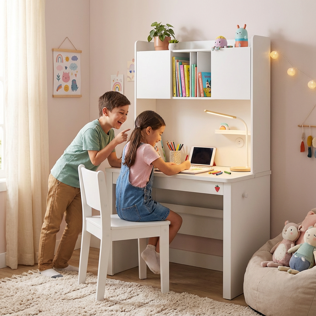 Schreibtisch Varia White Klein mit Aufsatz #2