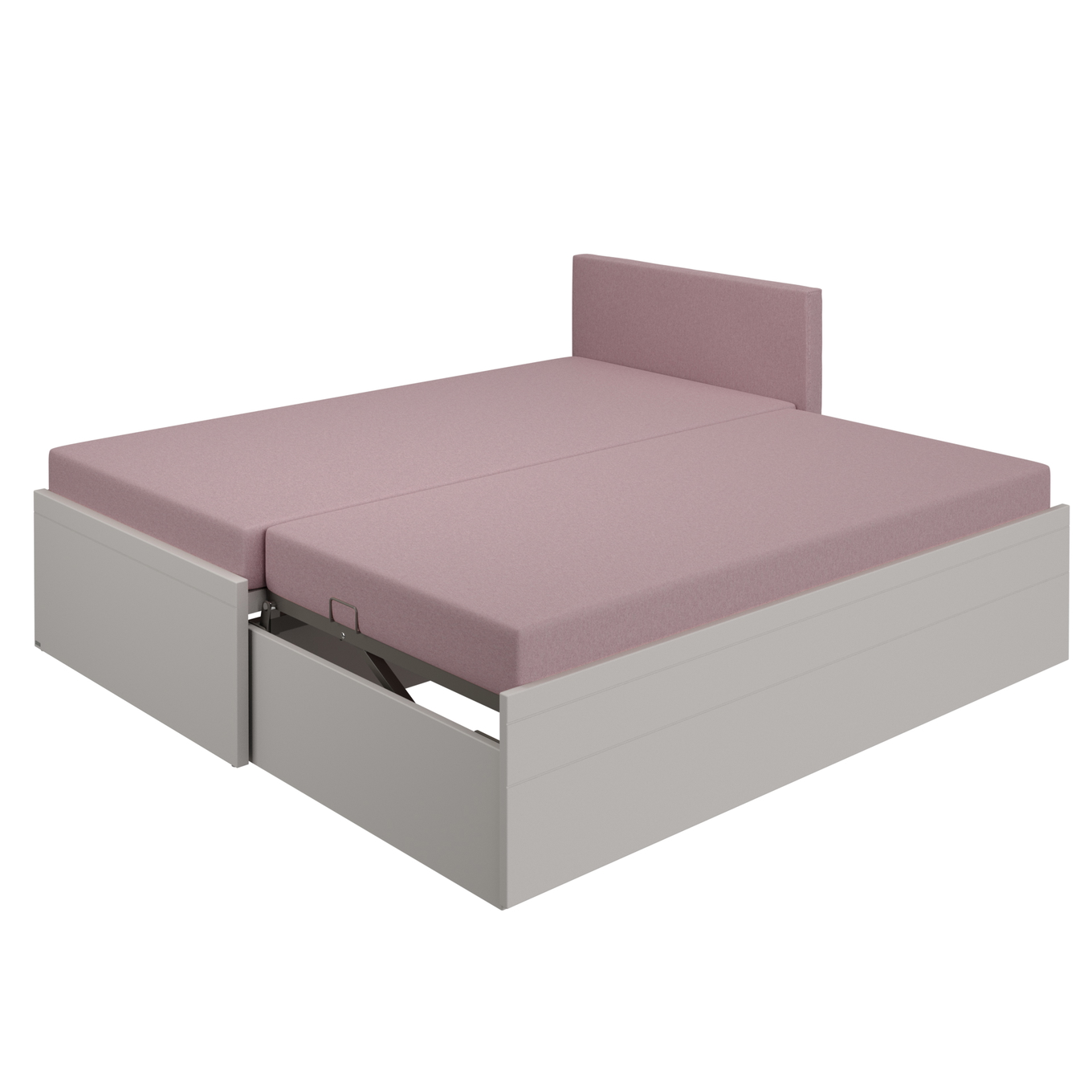 Bett Flynn mit gepolstertem Betthaupt Grau, Dunkelrosa 3