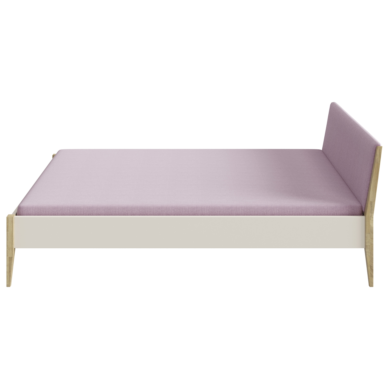 Bett Stiene mit gepolstertem Betthaupt Beige Dunkelrosa, 140 x 200 cm 3