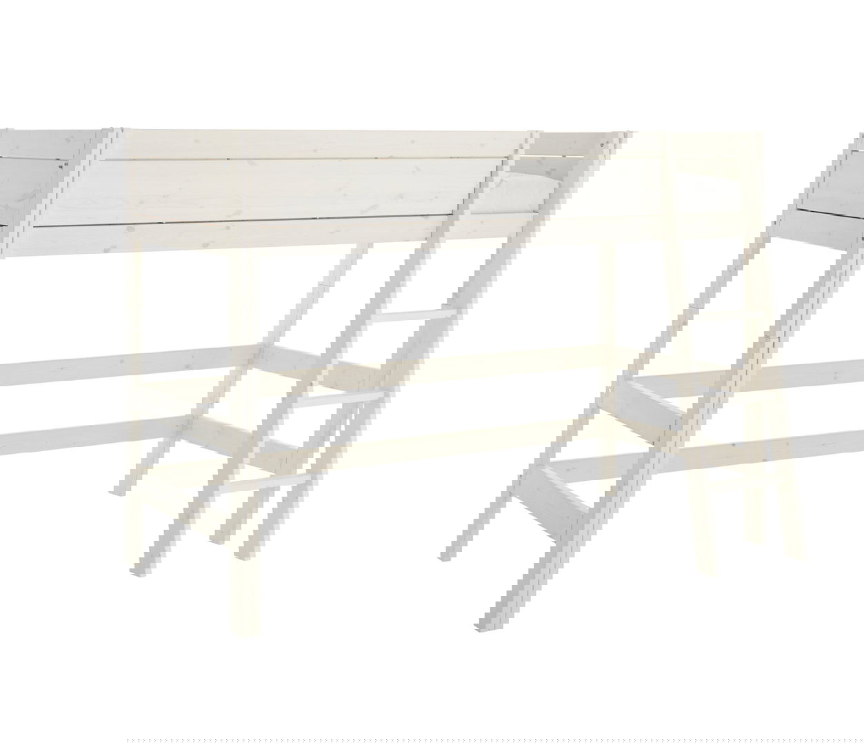 Mittelhohes Bett inkl. Regalmodul Weiss lasiert, Deluxe Lattenrost 3