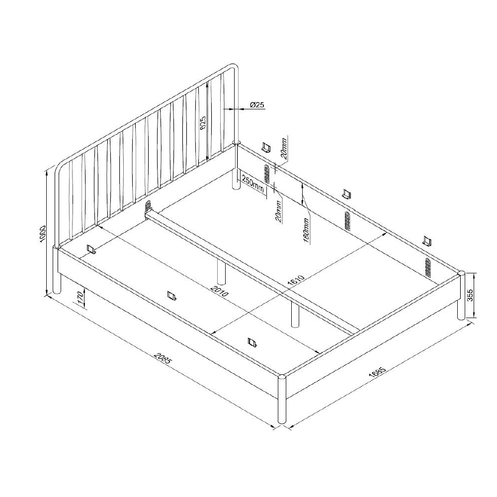 Bett Olive Spindle 160 x 200 cm 3