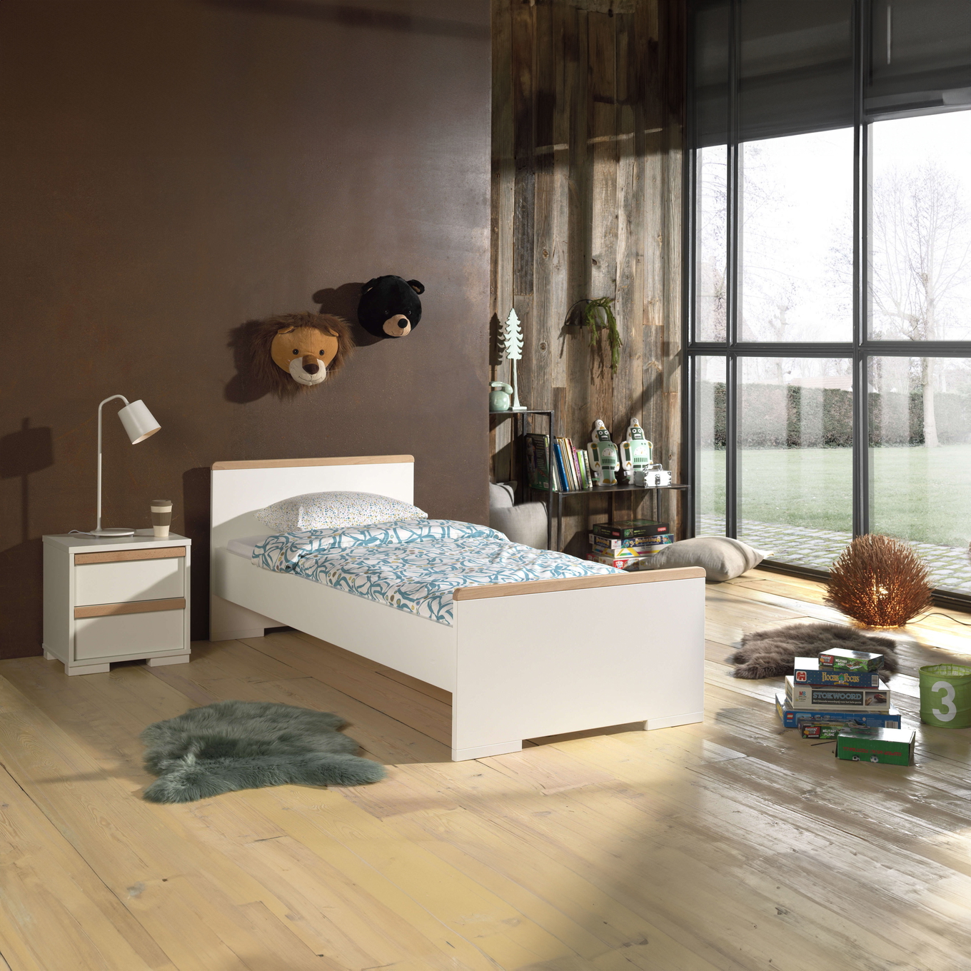 Bett und Nachttisch London 2-teilig Set Weiss 2