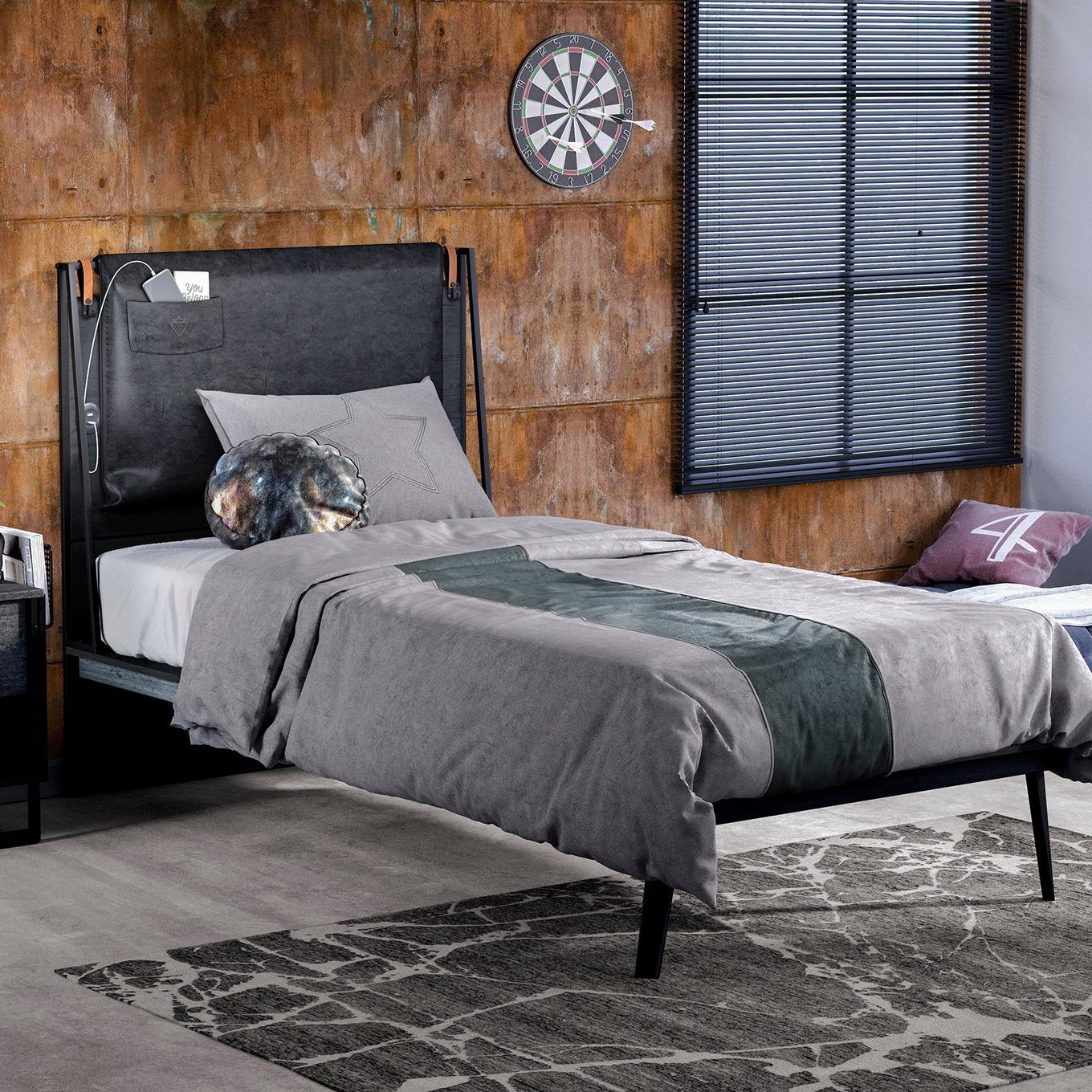 Bett Dark Metal Line Standard, 100 x 200 cm 2