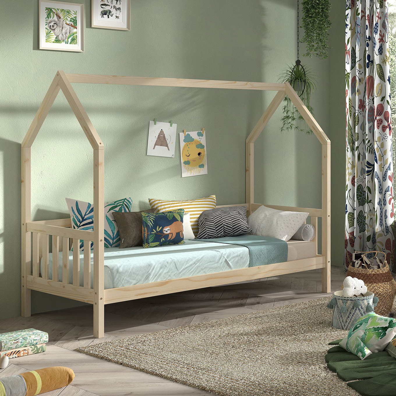 Hausbett Cabane mit Umrandung Natur 3