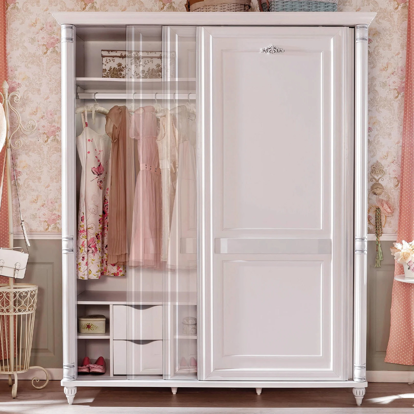 Kleiderschrank Romantic mit Schiebetür 4