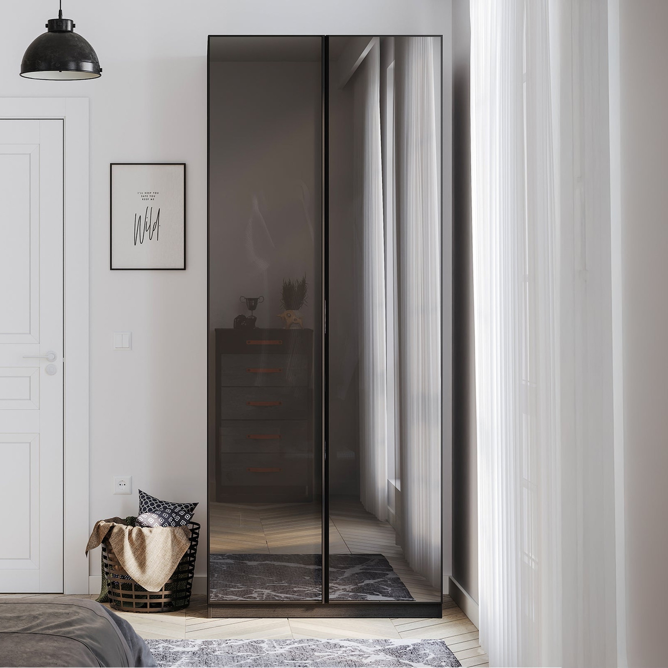 Kleiderschrank Black Glass Door 2-türig #2