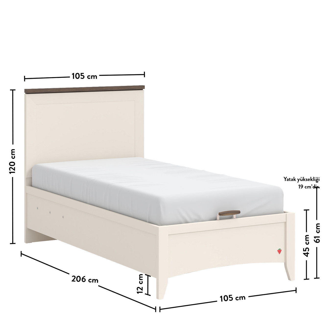 Bett Lapel mit Stauraum, 100 x 200 cm 3