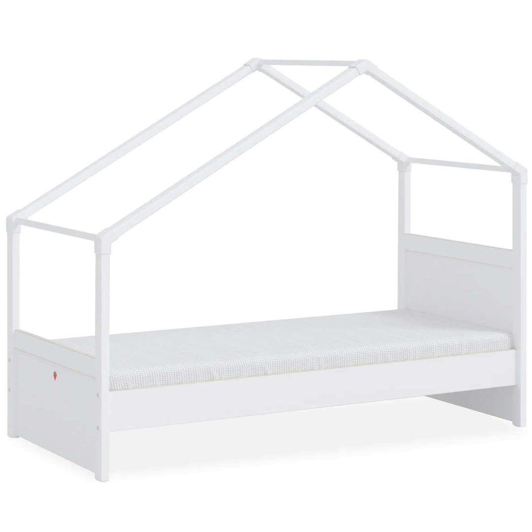 Hausbett Montes mit Seitendach Weiss