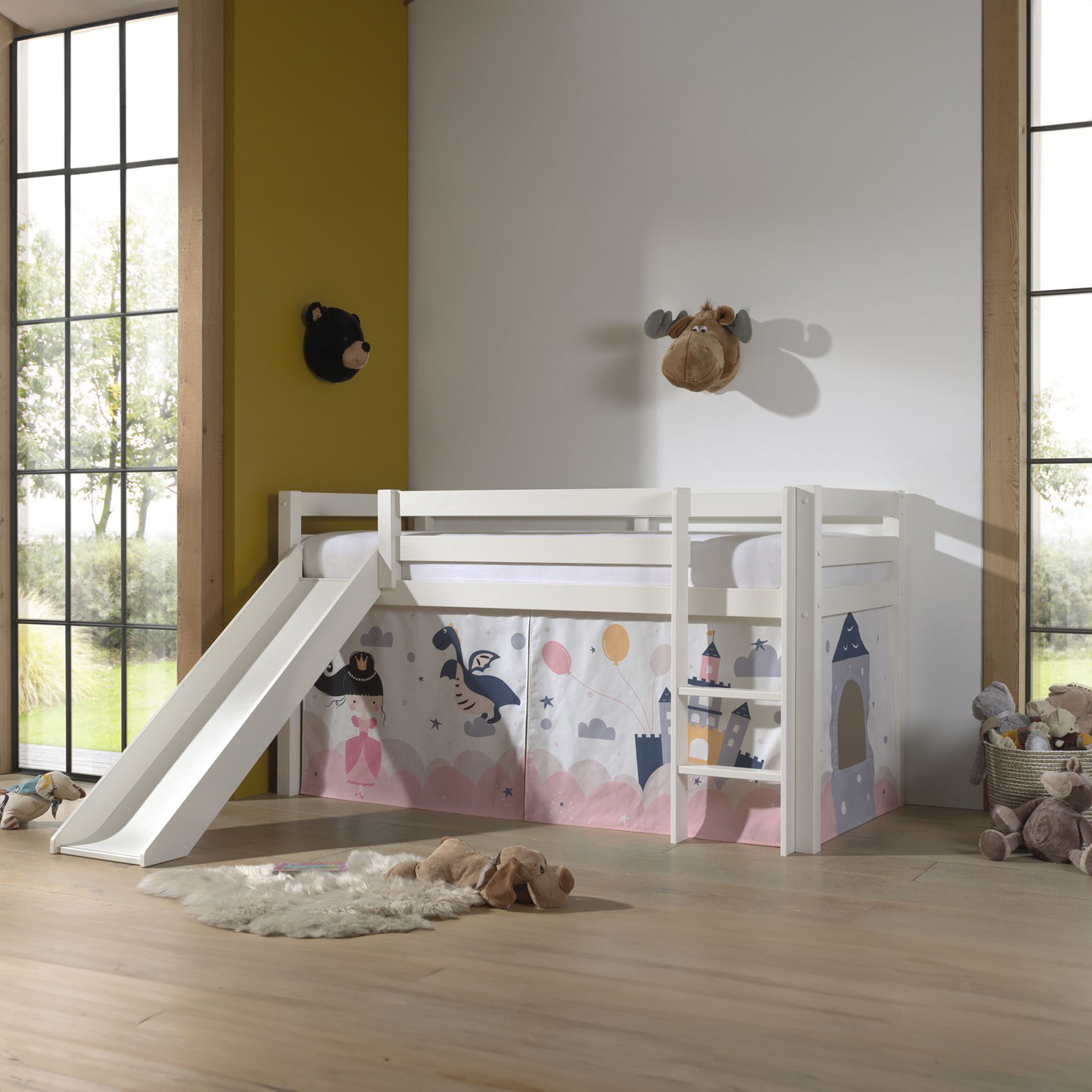 Halbhohes Bett Princess Sophie mit Rutsche Weiss #2