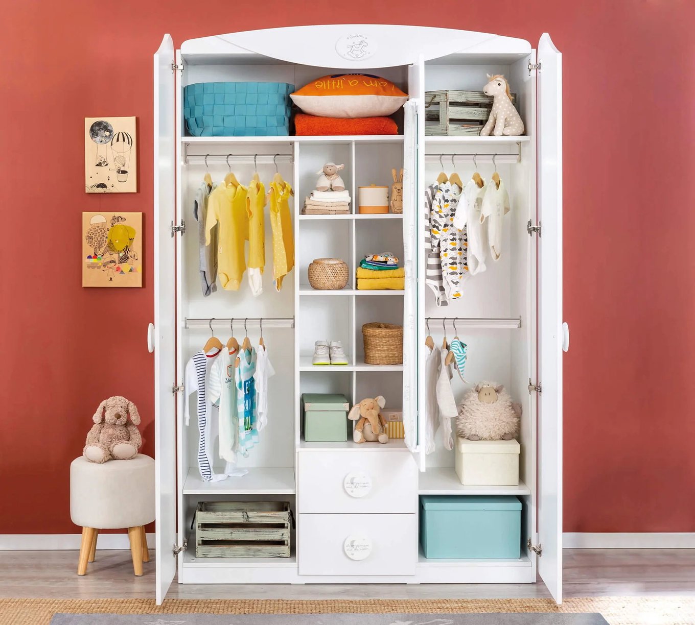 Kleiderschrank Baby Cotton 3-türig mit Fenster 2