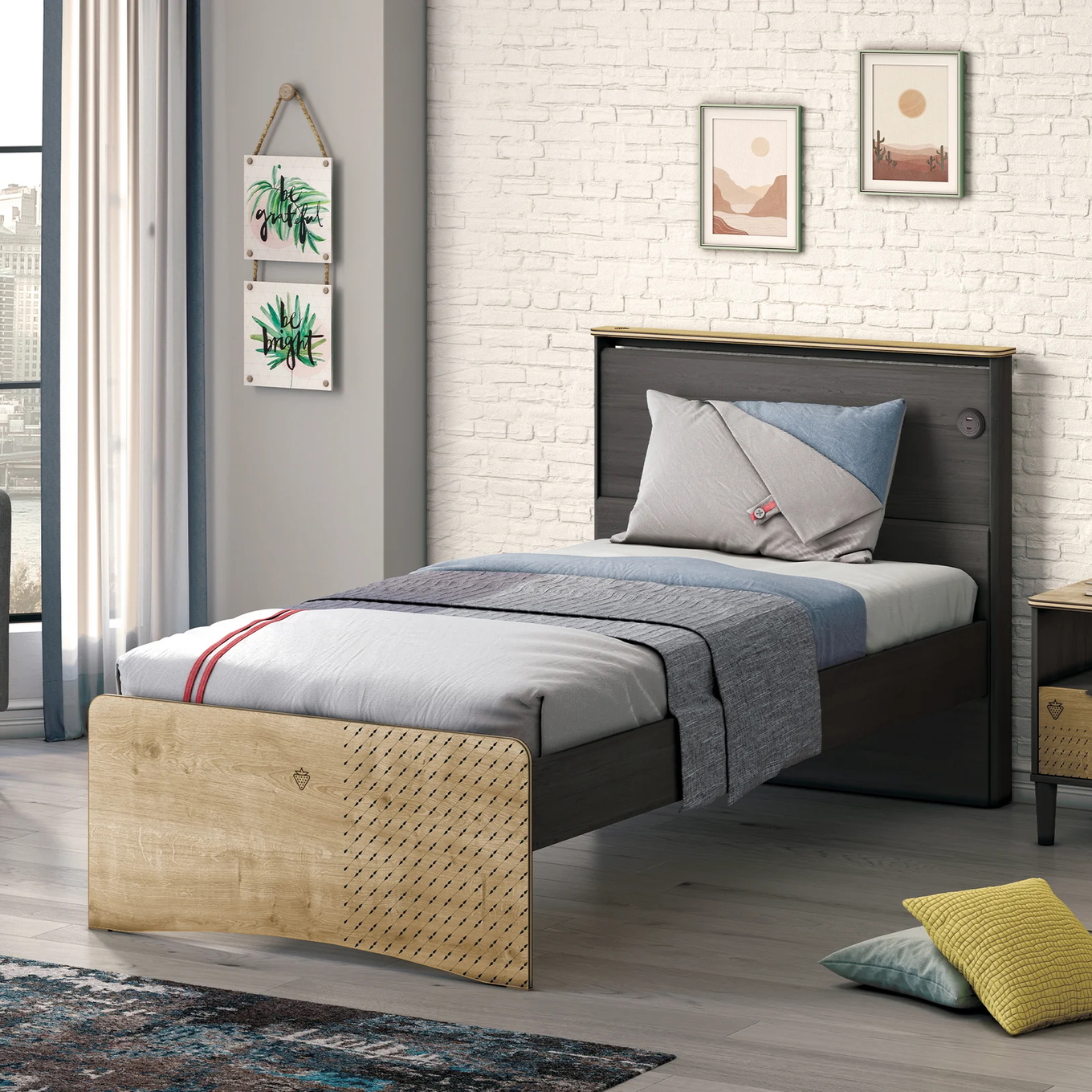 Bett Black mit Kopfteil Standard, ohne Ablage, 100 x 200 cm 2