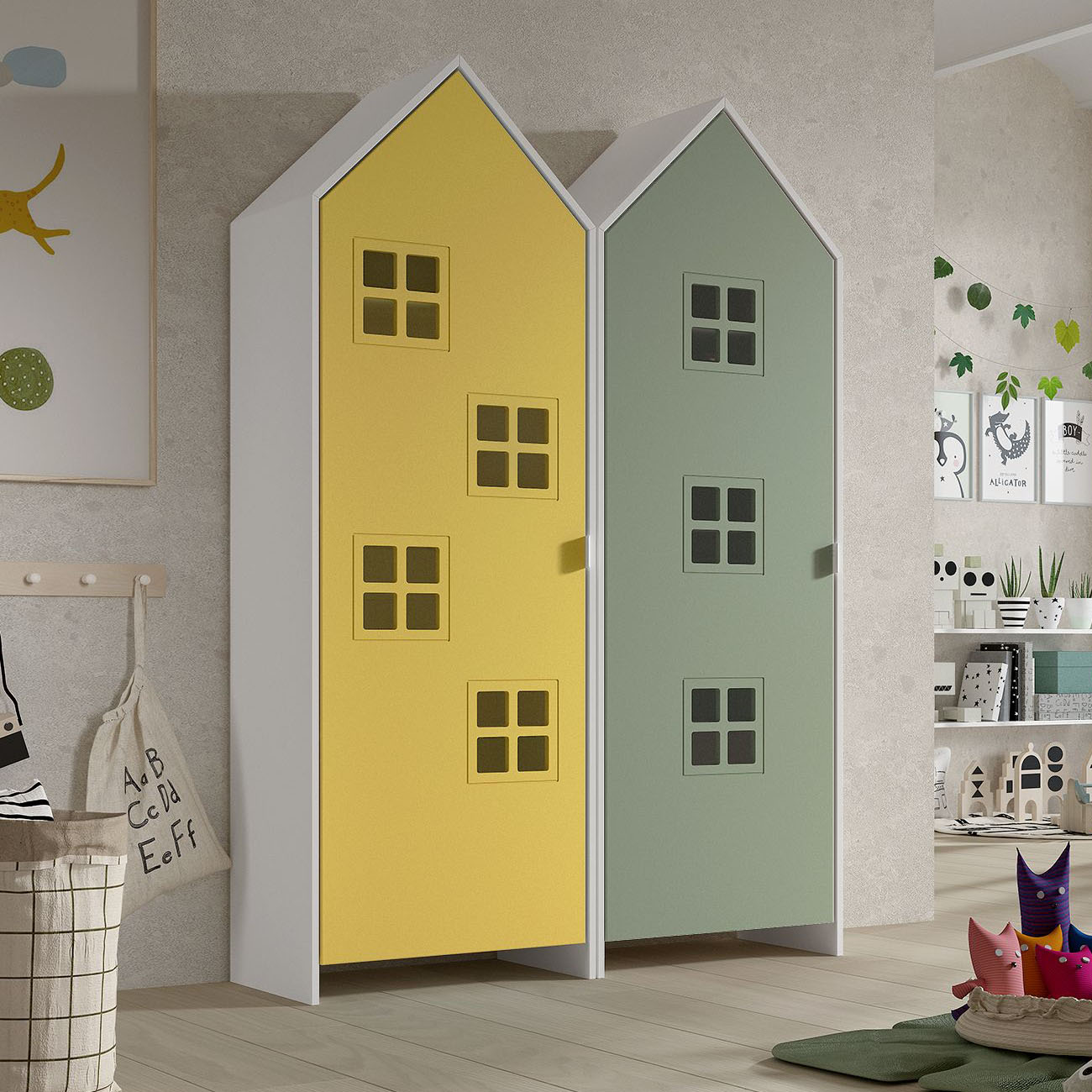 Schrank Casami Bruges 2-teilig Set Gelb, Grün 2