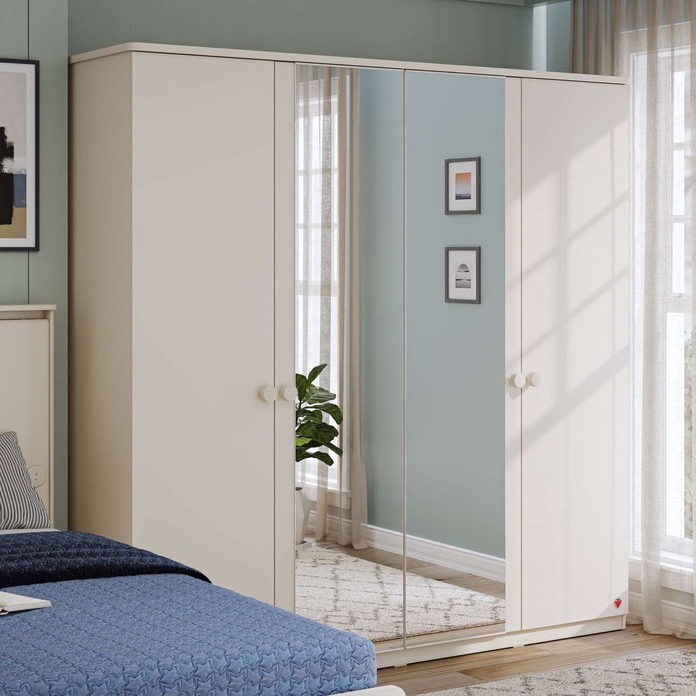 Kleiderschrank Varia 4-türig mit Spiegel #2