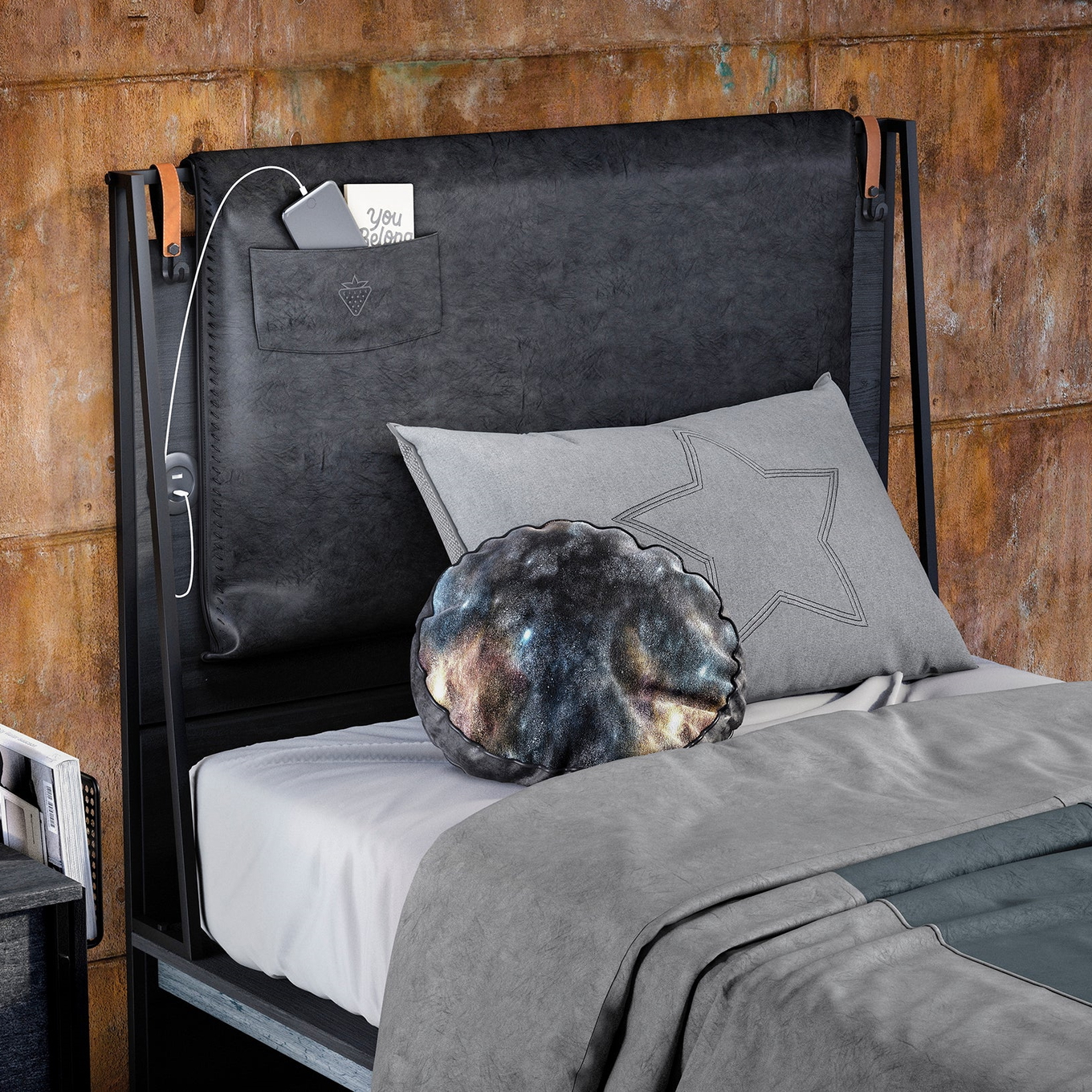 Bett Dark Metal Line Standard, 100 x 200 cm 3