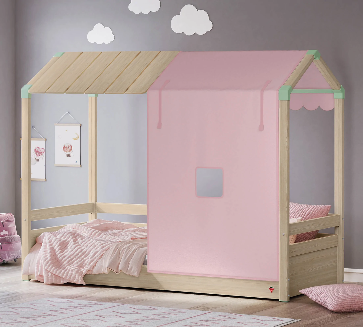 Spielvorhang Montes für Hausbett Pink 4