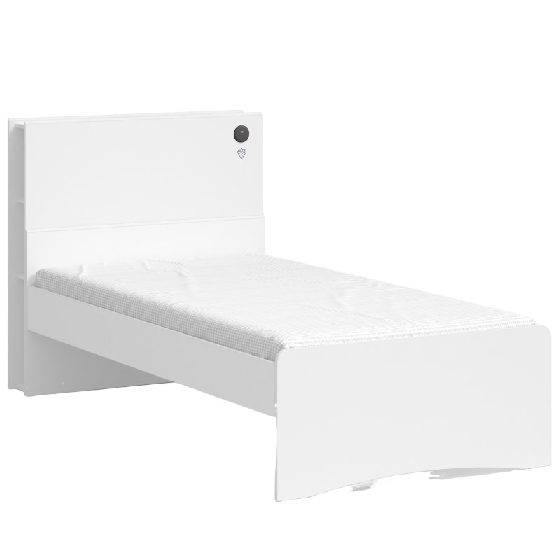 Bett White mit Kopfteil Standard, mit Fächer, 100 x 200 cm 1