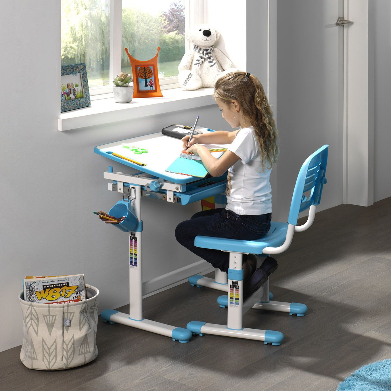 Schreibtisch Set Comfortline Weiss Blau 2