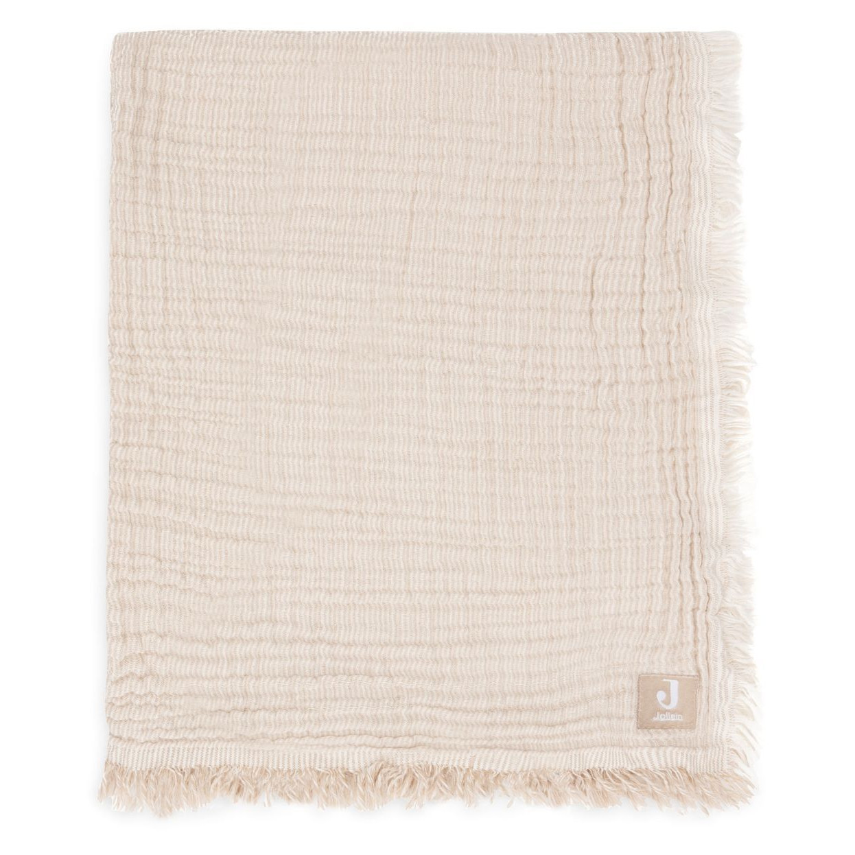 Babydecke Fringe Stripe Biscuit
