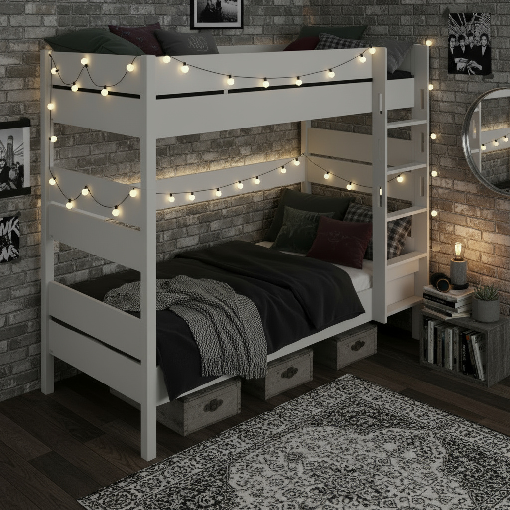 Hohes Etagenbett Tiago Grau, mit gerader Leiter, 120 x 200 cm 3