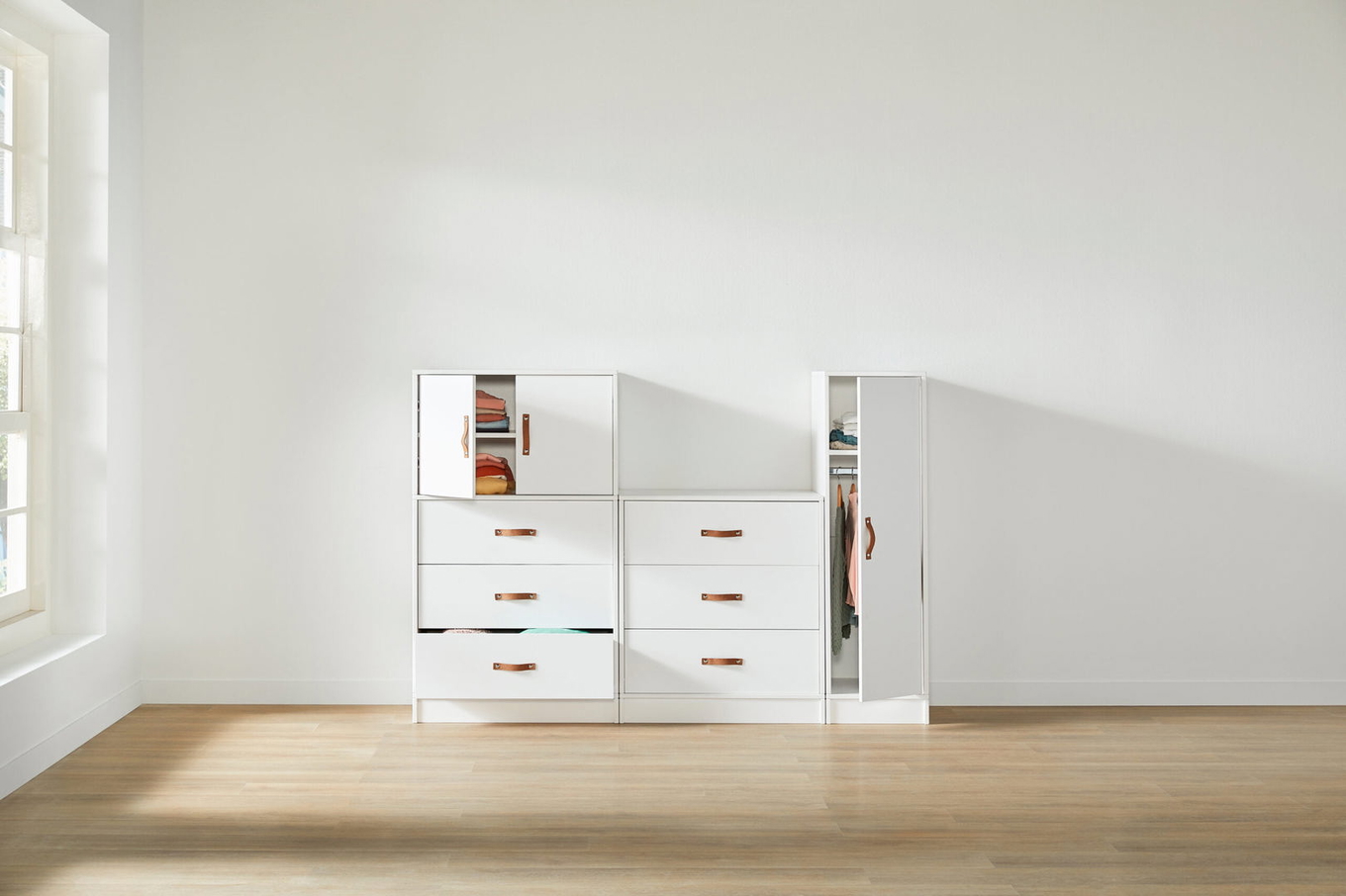 Hochkommode All-In-One mit Tür Weiss lasiert 4