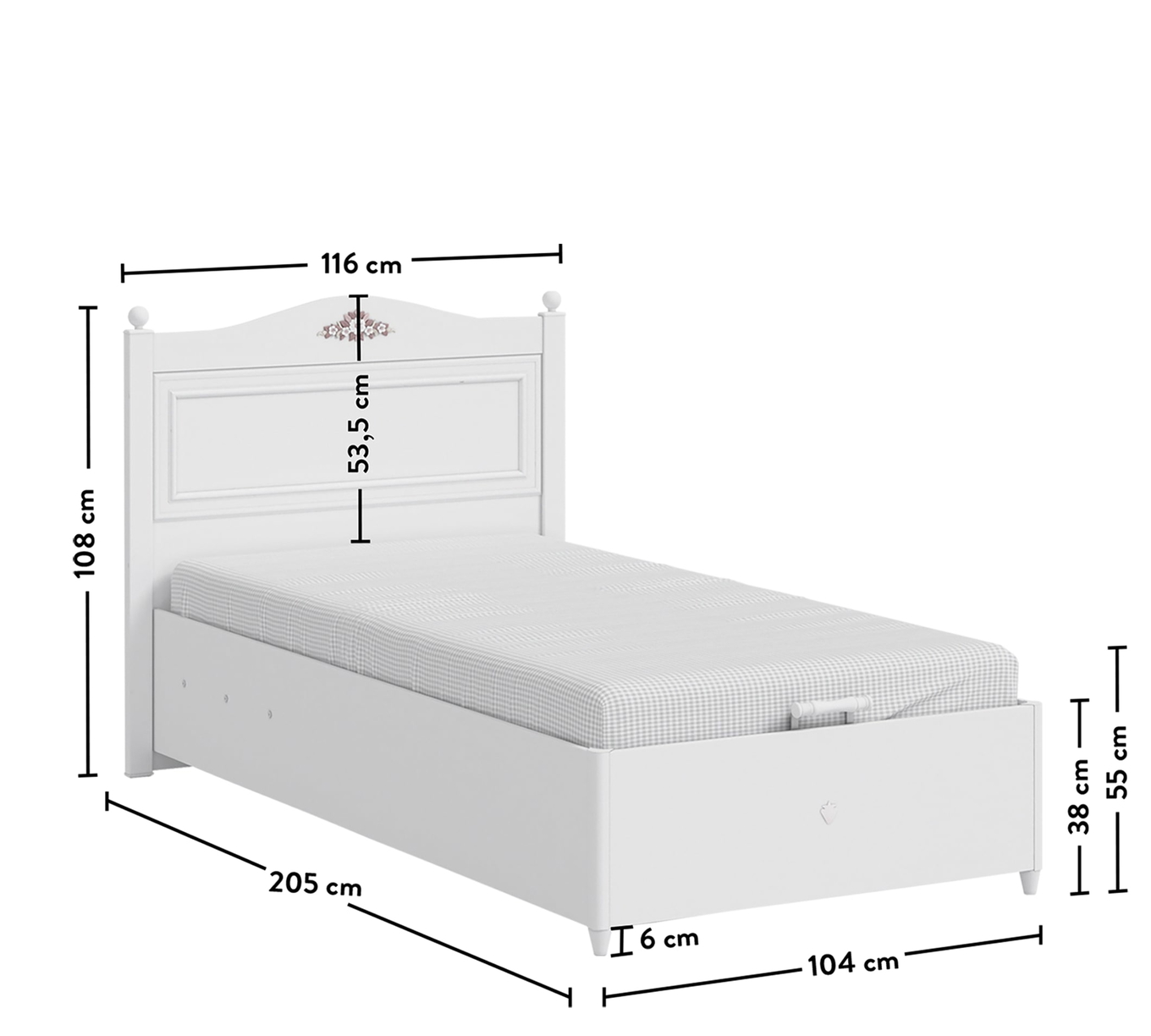 Bett Rustik mit Stauraum, 100 x 200 cm 6