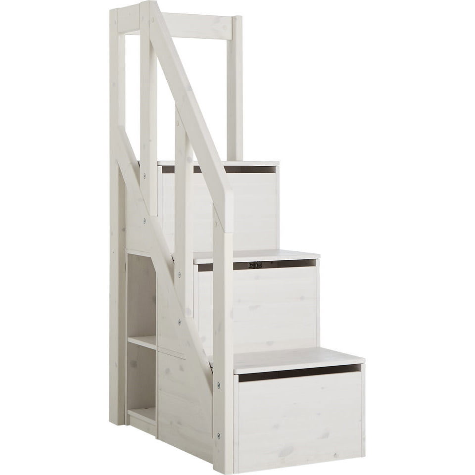 Treppe Lifetime für Mittelhohes Bett 152cm Weiss lasiert