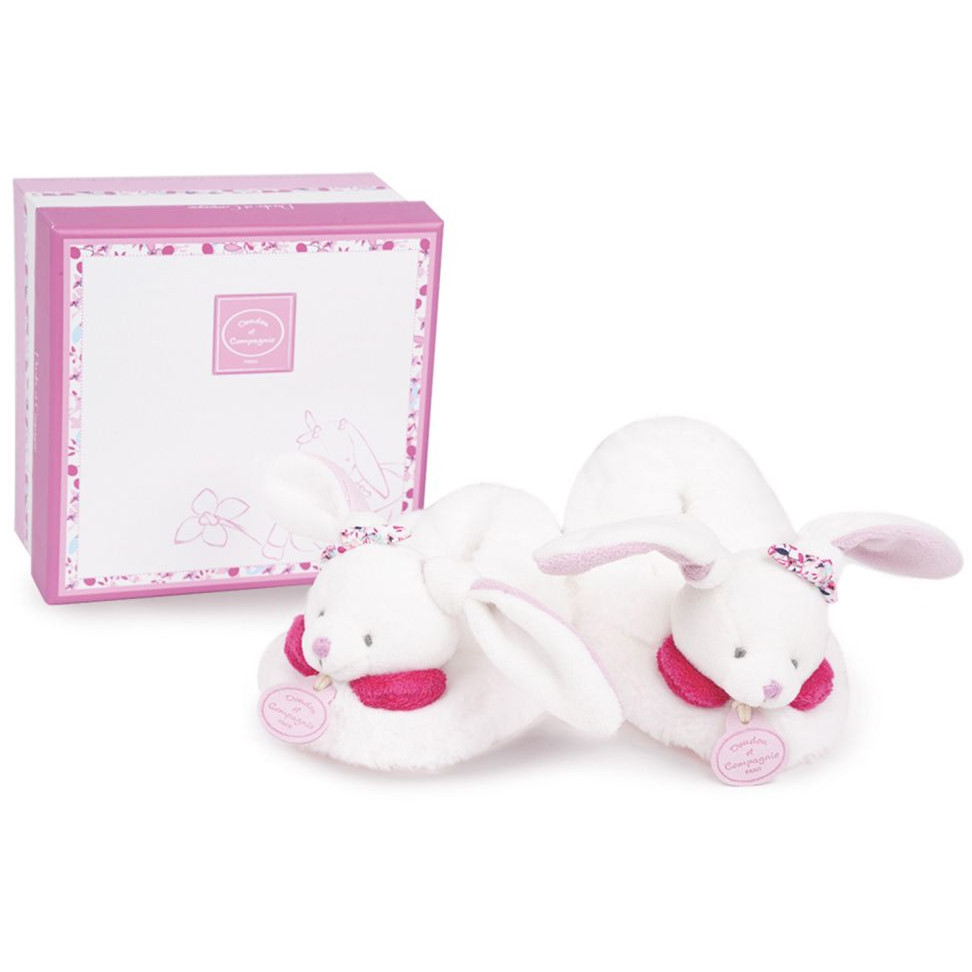 Füsslinge mit Rassel Hase Kirsche 1