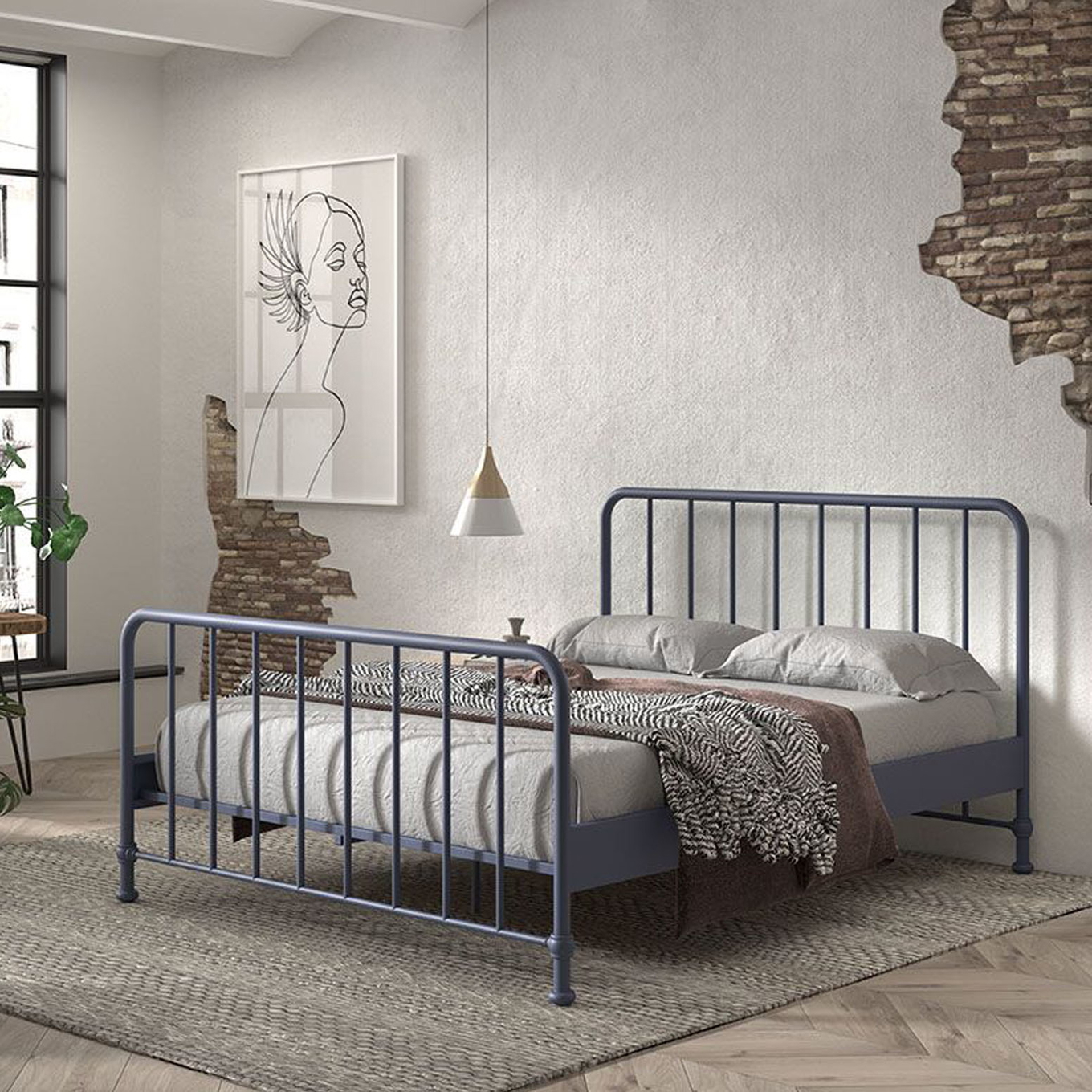 Metallbett Bronxx 160 Blau 2