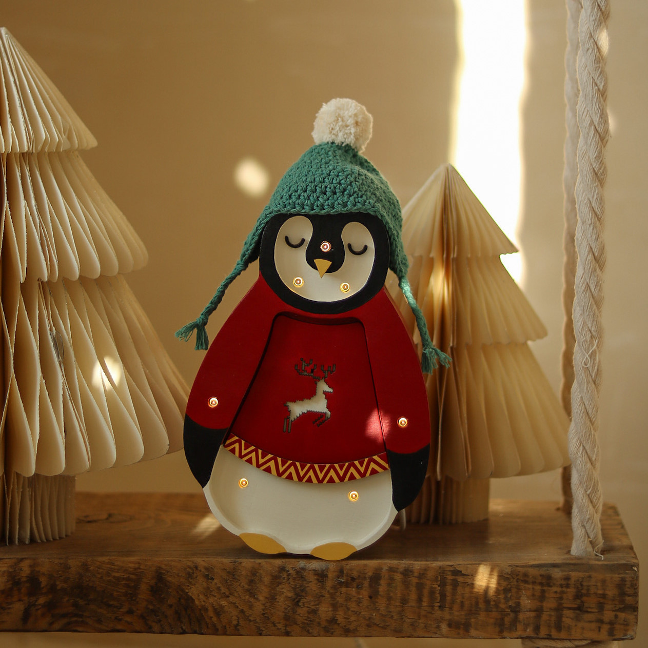 Nachtlampe Pinguin Christmas Edition Rot 2